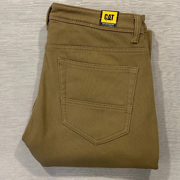 CAT Caterpillar Work Pants Mens 34 x 30 Brown Canvas Fleece Lined Insulated - Picture 5 of 12